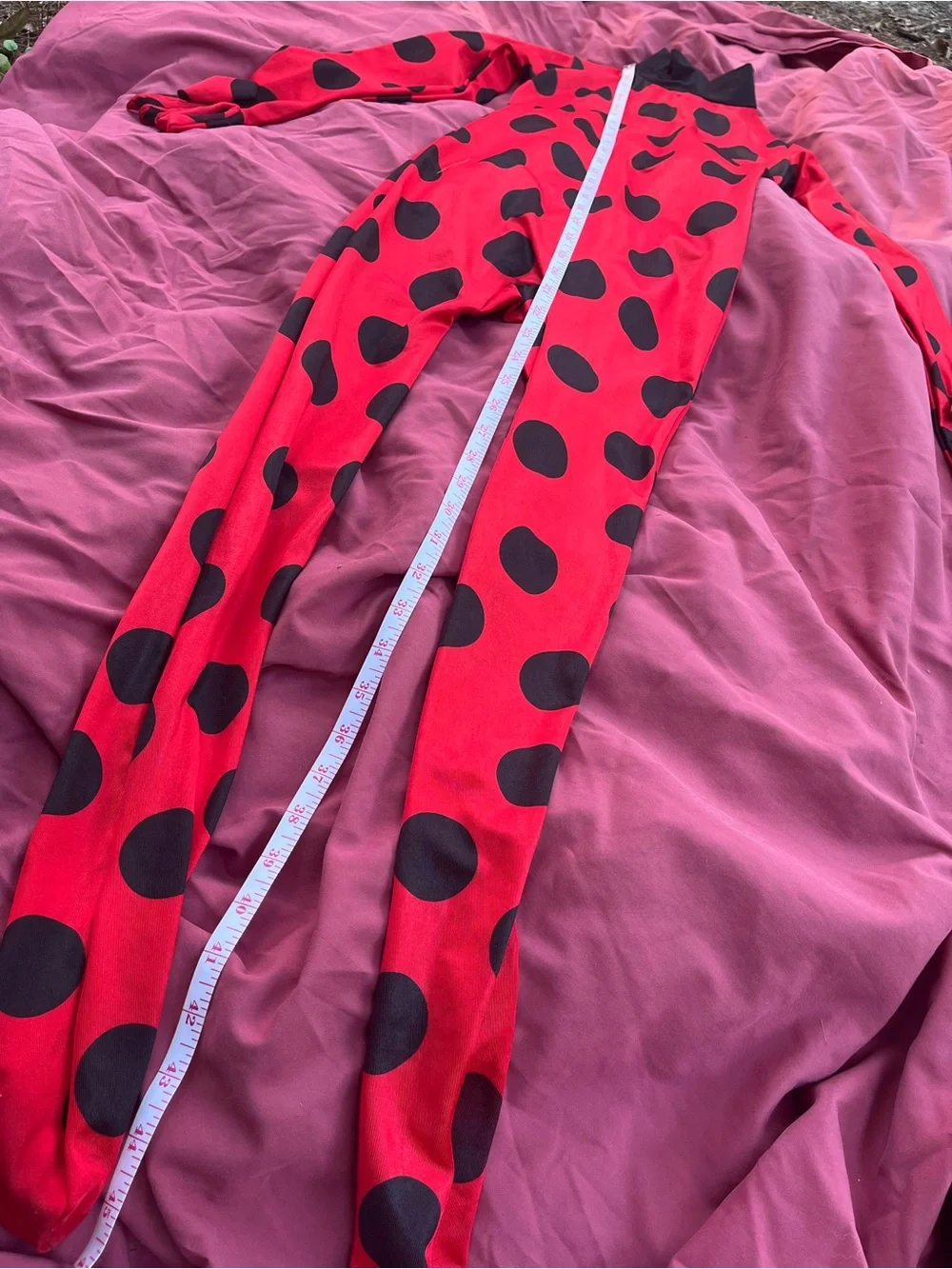 Miraculous Ladybug Girl costume bodysuit covers hands and feet / footie L 6
